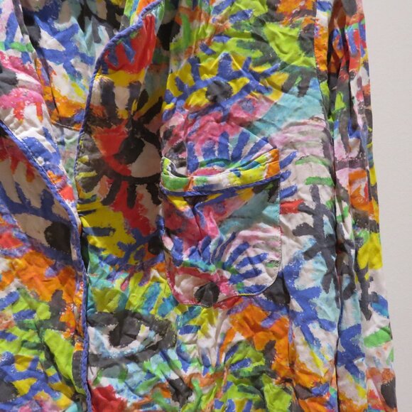 ANTHROPOLOGIE SPOGART Rainbow Eye Pajama Top Abstract Multicolor Lounge - Size M - Picture 6 of 11